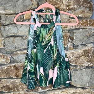 Show Me Your Mumu Mateo Palm Tie Neck Top - M